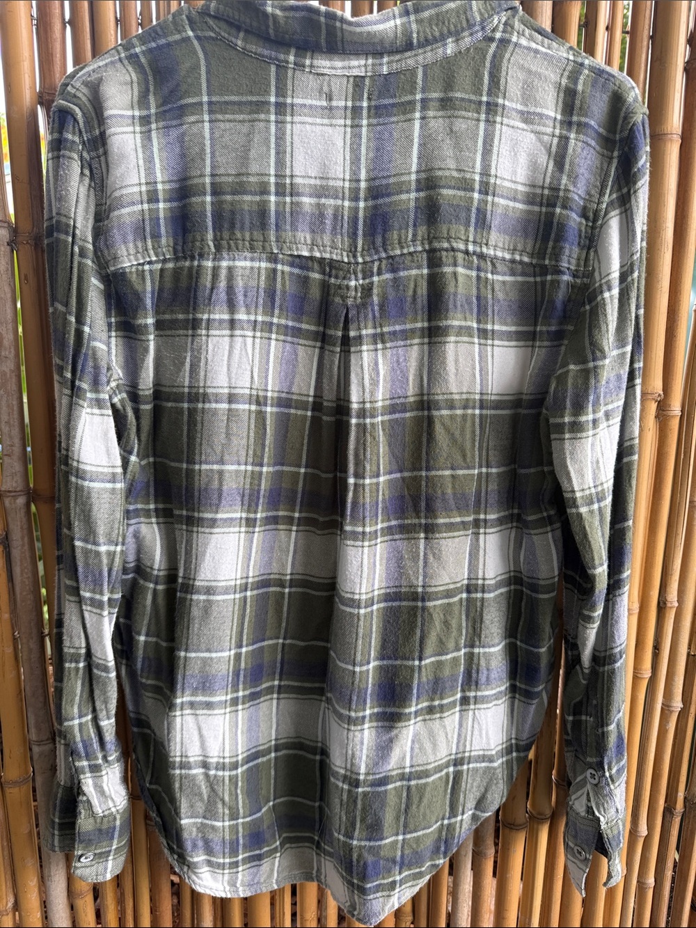 aerie Olive and Gray Plaid Button-Down Shirt - Picture 4 of 5